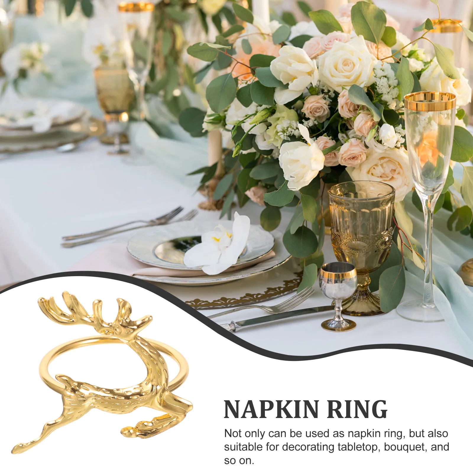 

6Pcs Christmas Deer Napkin Rings Metal Napkin Buckle Holders Elegant Dining Table Decoration Deer Craft Ornament