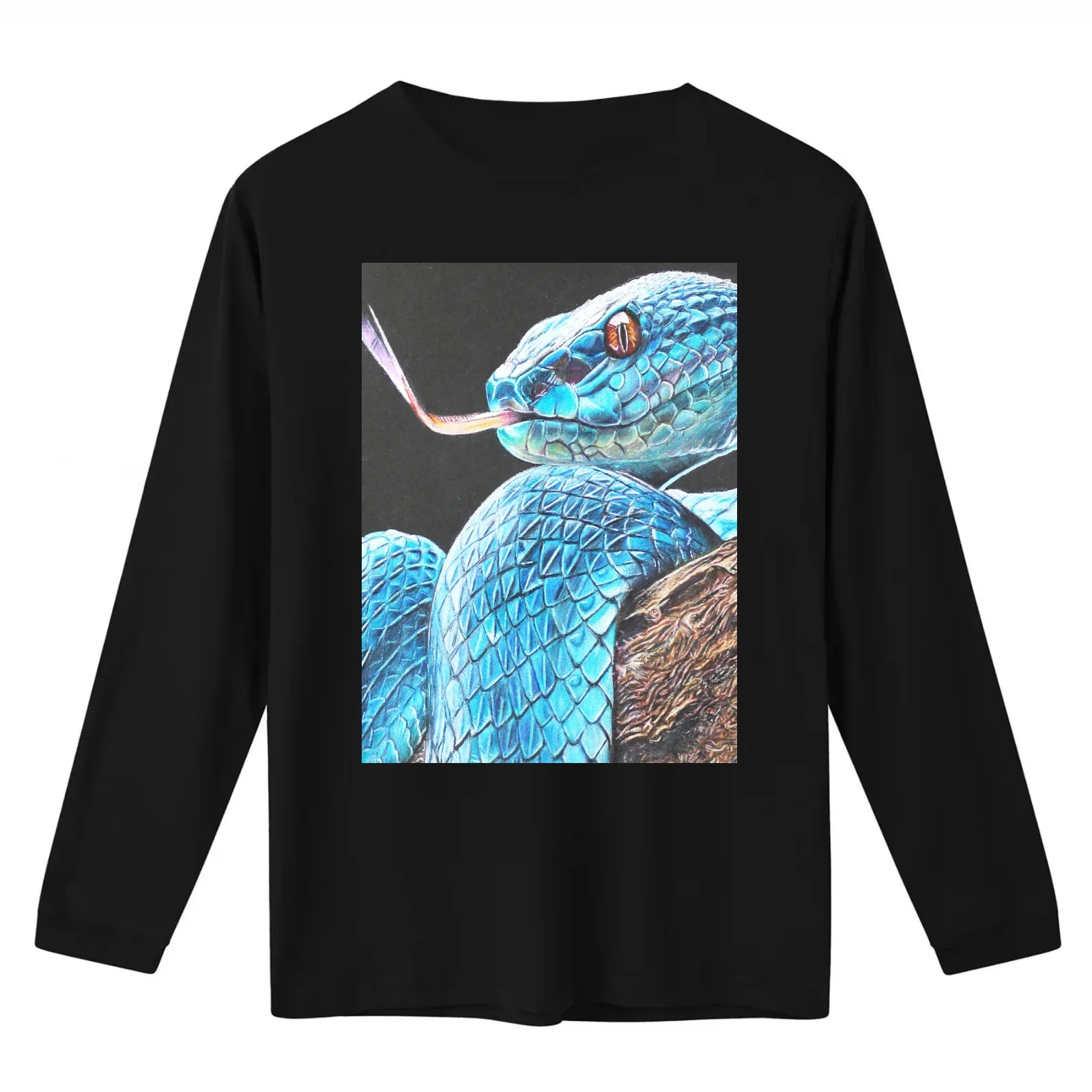 Realistic Viper Snake Drawing T-Shirt Summer Casual Cotton Tee Oversized Streetwear Tops Vintage Graphic Print 100% Cotton