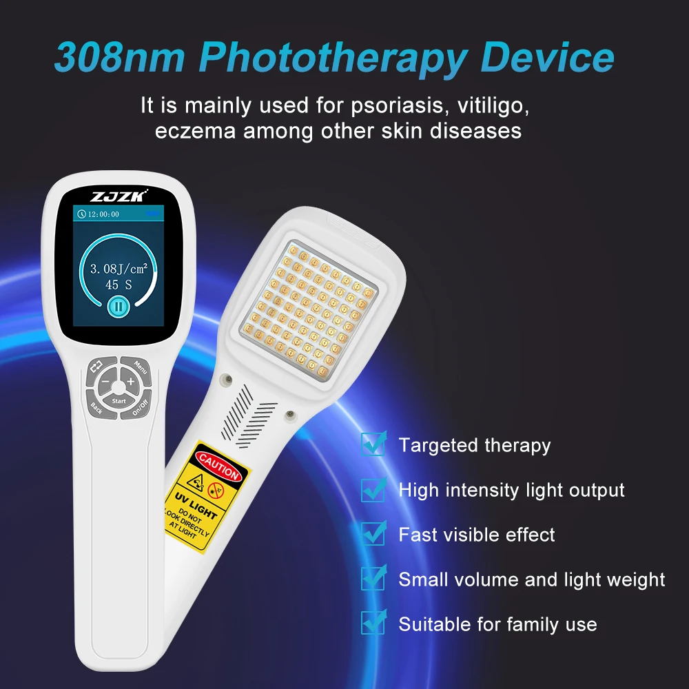 ZJZK UV Light To Treat Psoriasis 450mW Benefits Of Blue Light On Skin 308nmx64diodes Laser Therapy For Psoriasis Folliculitis