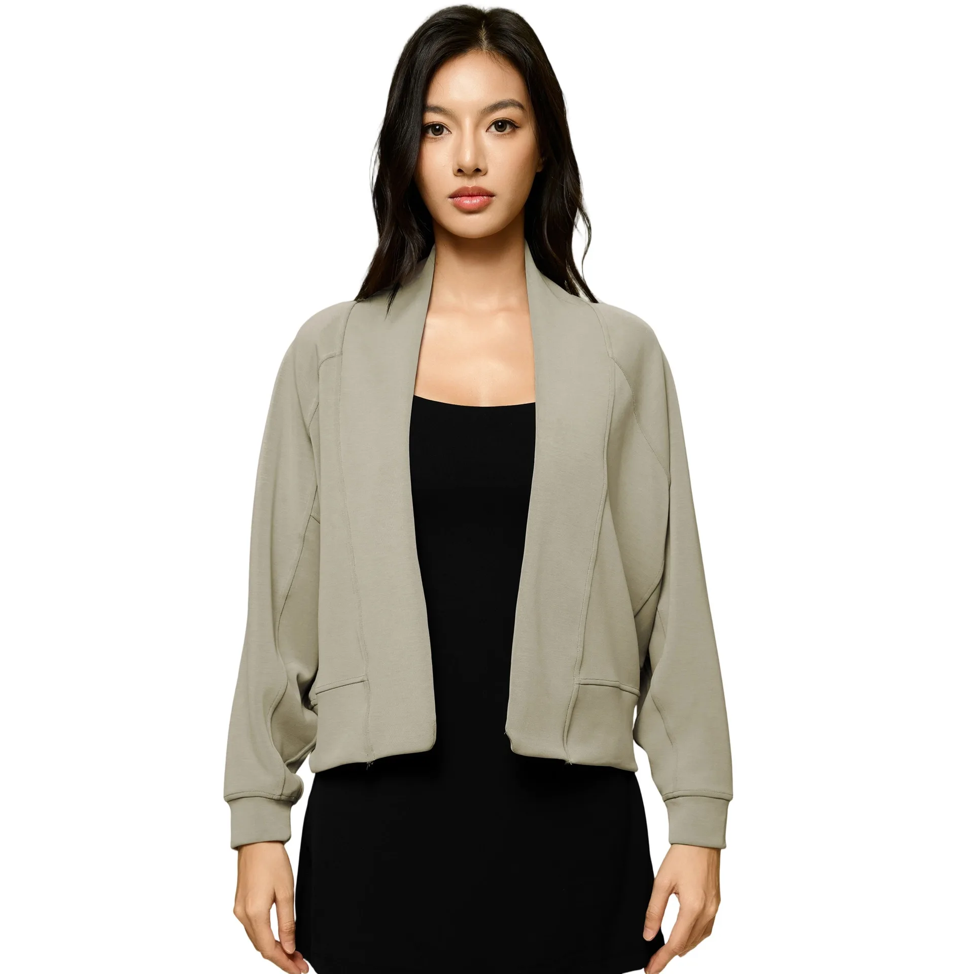 Lemon Women Modal Soft Open Front Cardigans Long Sleeve Casual Wrap Outwear Solid Color Top For Pilates Running Yoga Activewear