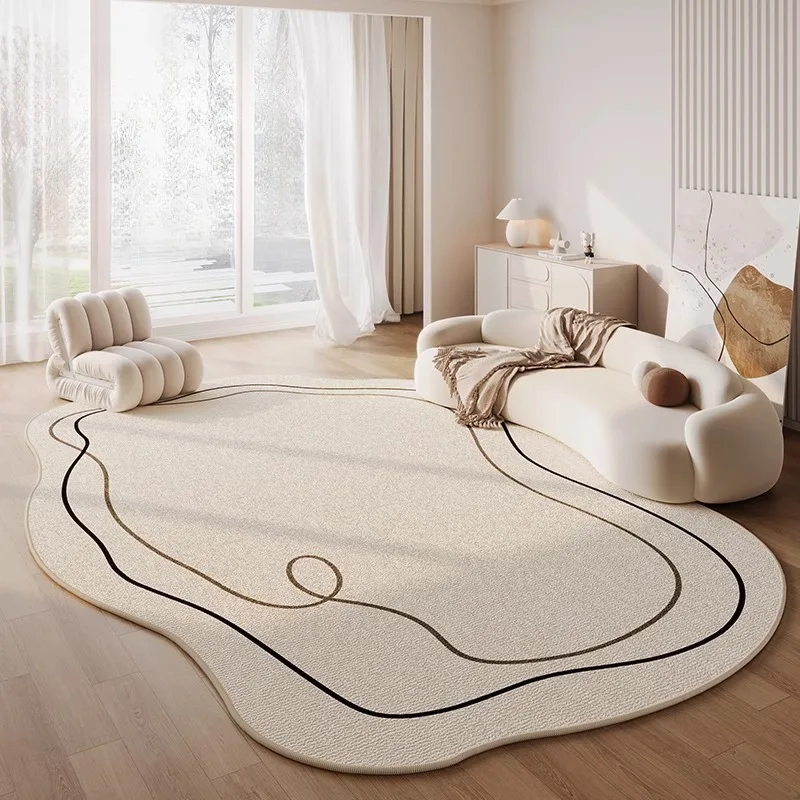 Japanese Living Room Carpet Irregular Shaped Sofa Coffee Table Rug High-grade Cream Style Bedroom Bedside Plush Floor Mat Tapis