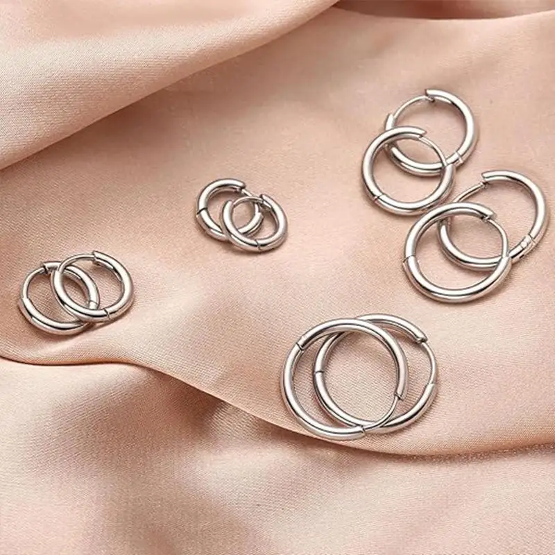 10 Stück Kleine Huggie Hoop Ohrring-Verbinder aus Poliertem Edelstahl für DIY Schmuckherstellung und Bastelzubehör – Detail 7