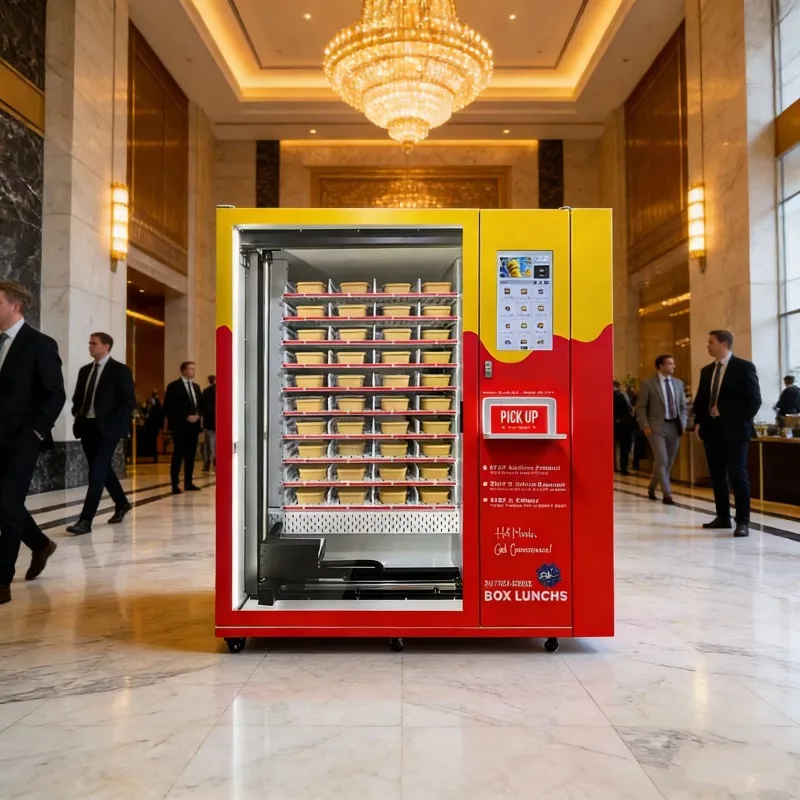 FL Hot Food Vending Machine with Coin & QR Code Payment Touchscreen Display up to 80C Heating Pizza Maker Pizza Vending Machine