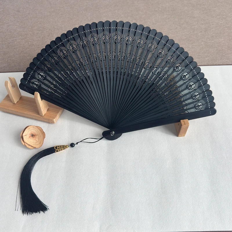 Handmade Hollow Bamboo Folding Fan Portable Summer Cooling Daily Fan for Hanfu Cheongsam Gift