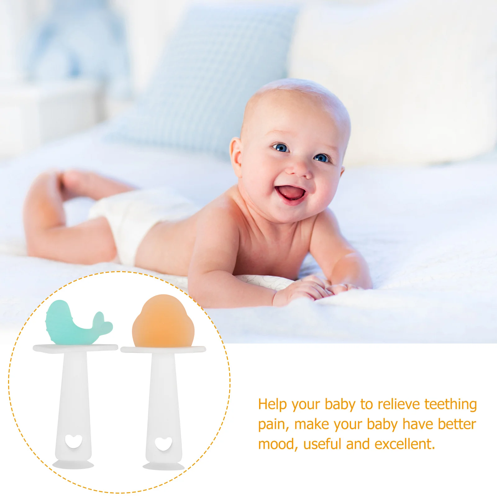 

2Pcs Baby Teether Durable Lightweight Infant Chew Soft Teeth Grinding Relief Aid Sensory Chew Toys Biting Toys for Kids