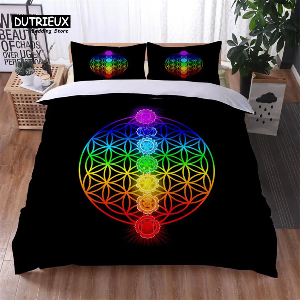 Bohemian Geometric Pattern Bedding Set Dragonfly Chic Mandala Floral Duvet Cover With Pillowcases For Kids Adults Bedroom Decor