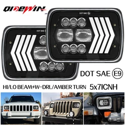 7'' Wrangler LED Headlight 5X7 Square Dimming 60W Off-road Pickup Light Arrow Aperture Yellow White For XJ YJ Car Truck Motobike