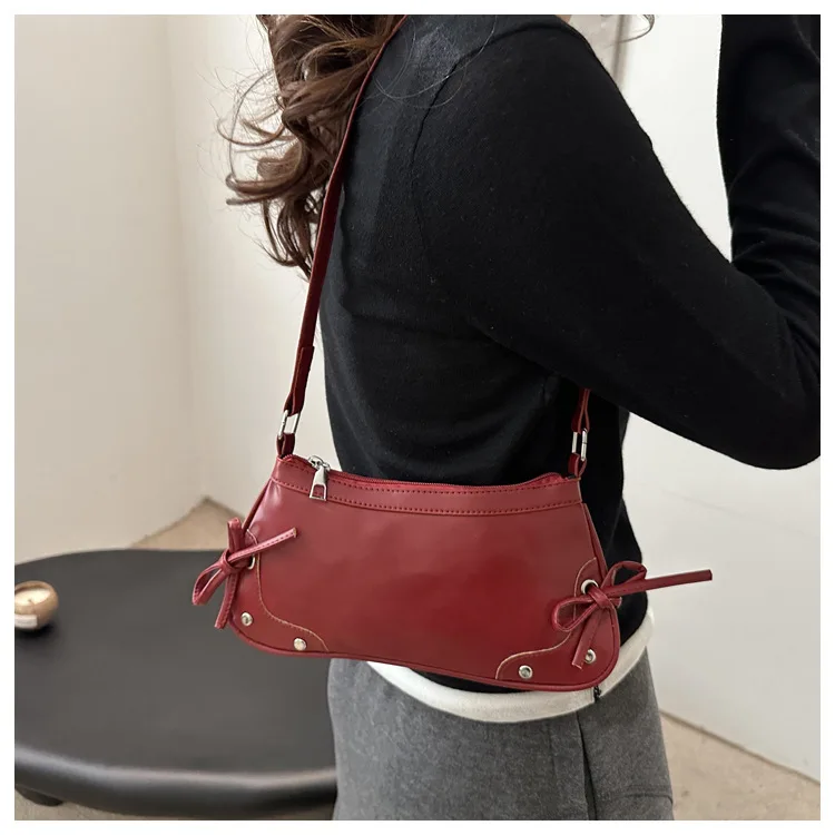 Neue Achselhöhle Tasche Trendy Schulter Tasche für Frauen Süße Doppel Bogen Handtasche Damen Tasche Retro Mode Weibliche Leopard Print Schulter Tasche – Detail 13