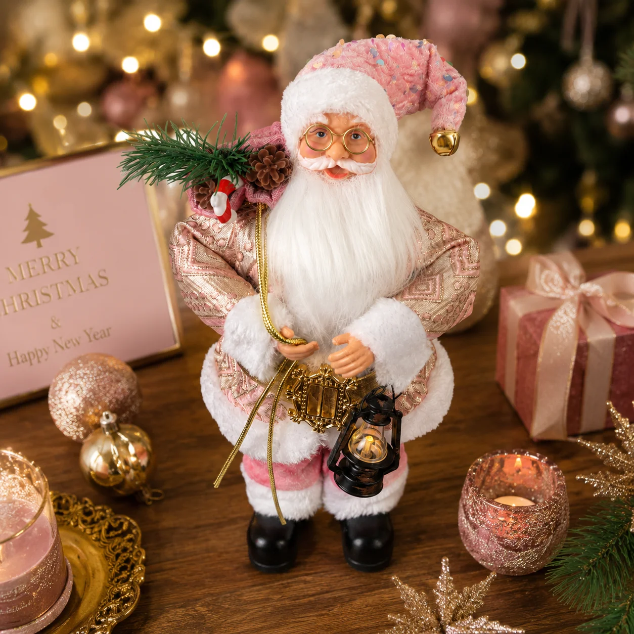 Figurine Père Noël 30 cm avec Lanterne – Décoration – photo 3