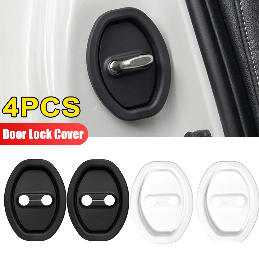 4pcs Car Door Lock Anti-collision Silicone Cover Auto Doors Lock Buckle Mute Protective Cushion Sticker Car Shock Absorber Pad