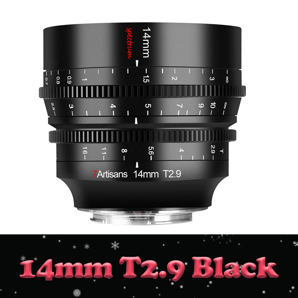 7artisans Full Frame 14mm T2.9 Groothoek Cine Lens Compatibel met Sony Nikon Canon Leica