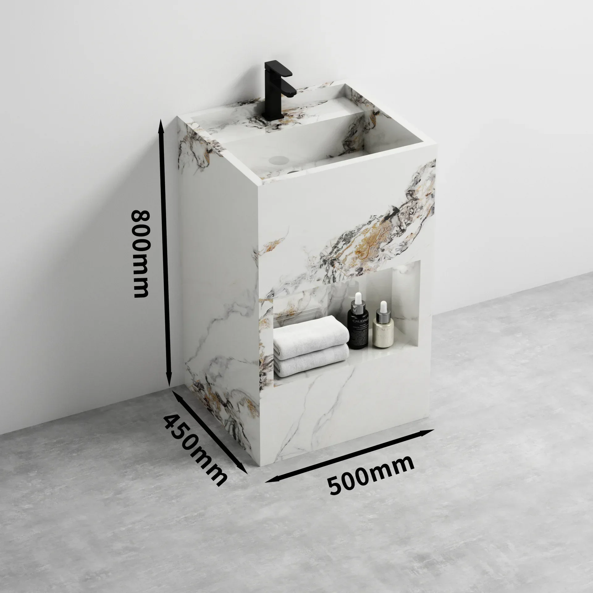 Bright rock slab column basin integrated seamless rock slab column basin wash basin floor type