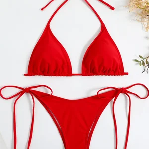 Weibliches Bad Bad Red Push-up Gehirn und Seitendreiecks-Charge, Micro sexy Bad mit Mangel, Sommerbad, Biquini, 2022 6 Hauptverkaufsbikini Red Dental - №2