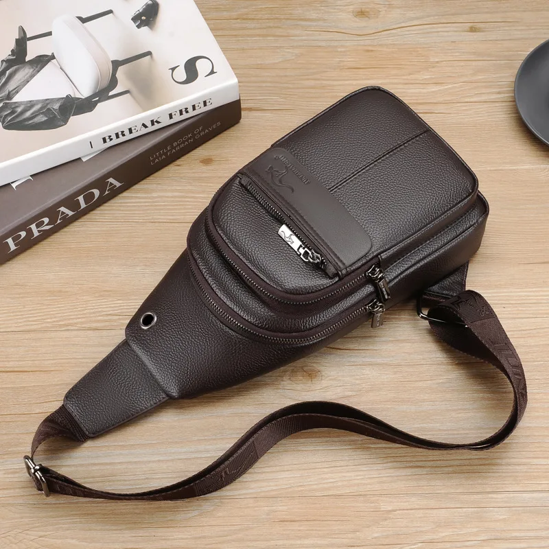 Luxury Brand Chest Pack Men Crossbody Bag PU Leather Chest Bag For Boy Travel Belt Sling Bag Black Brown Messenger Bag Male