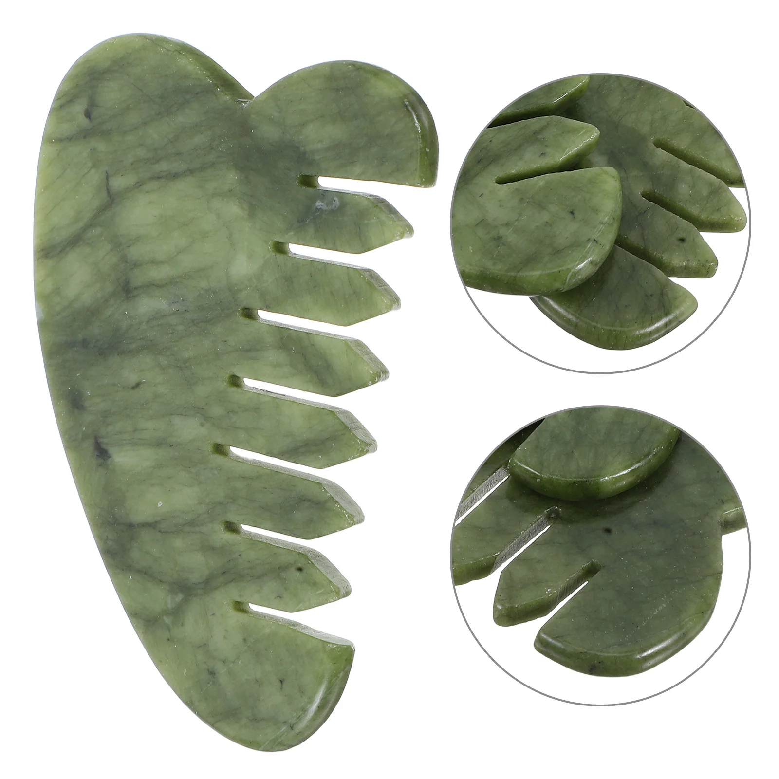 

2pcs Jade Scalp Massage Comb Light Facial Hair Tool Gua Sha Scraper For Skin Exfoliation - Portable