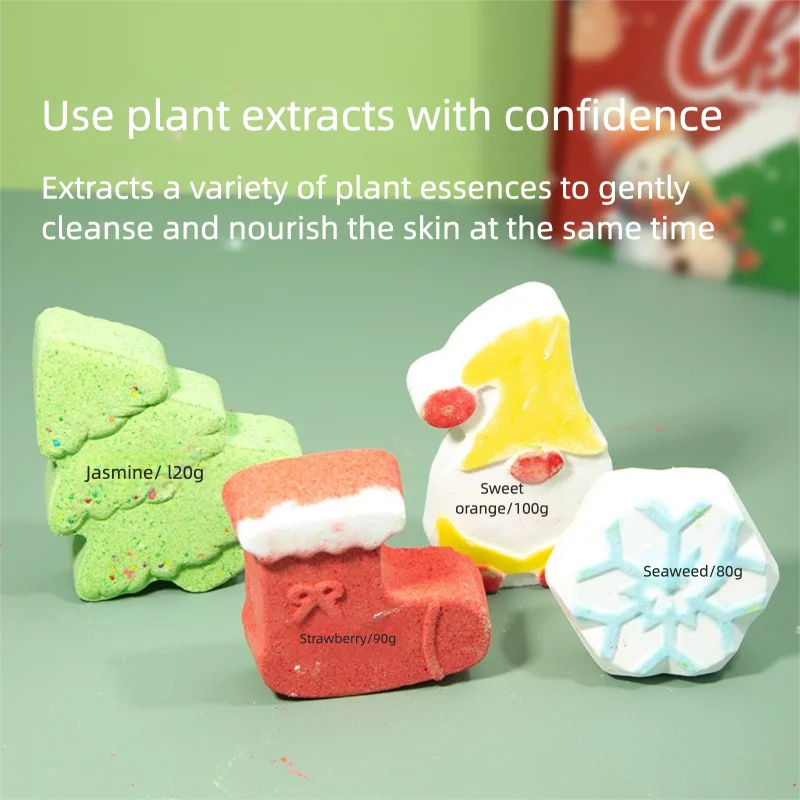 Christmas Series Bath Ball Set  Four-piece Set Essential Oil Bath Holiday Bath Salt Ball Moisturizing