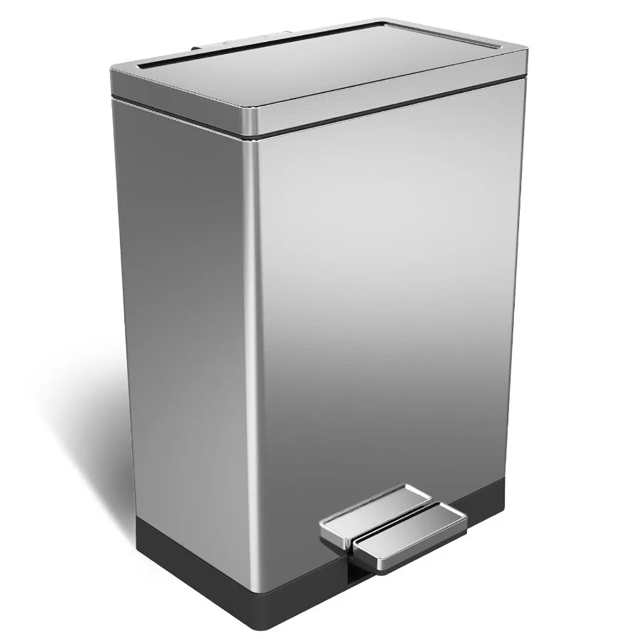 

10.5 Gallon 40 Liter Rectangular Hands-Free Kitchen Step Trash Can with Soft-Close Lid Ideal for Home Office and Modern Kitchen