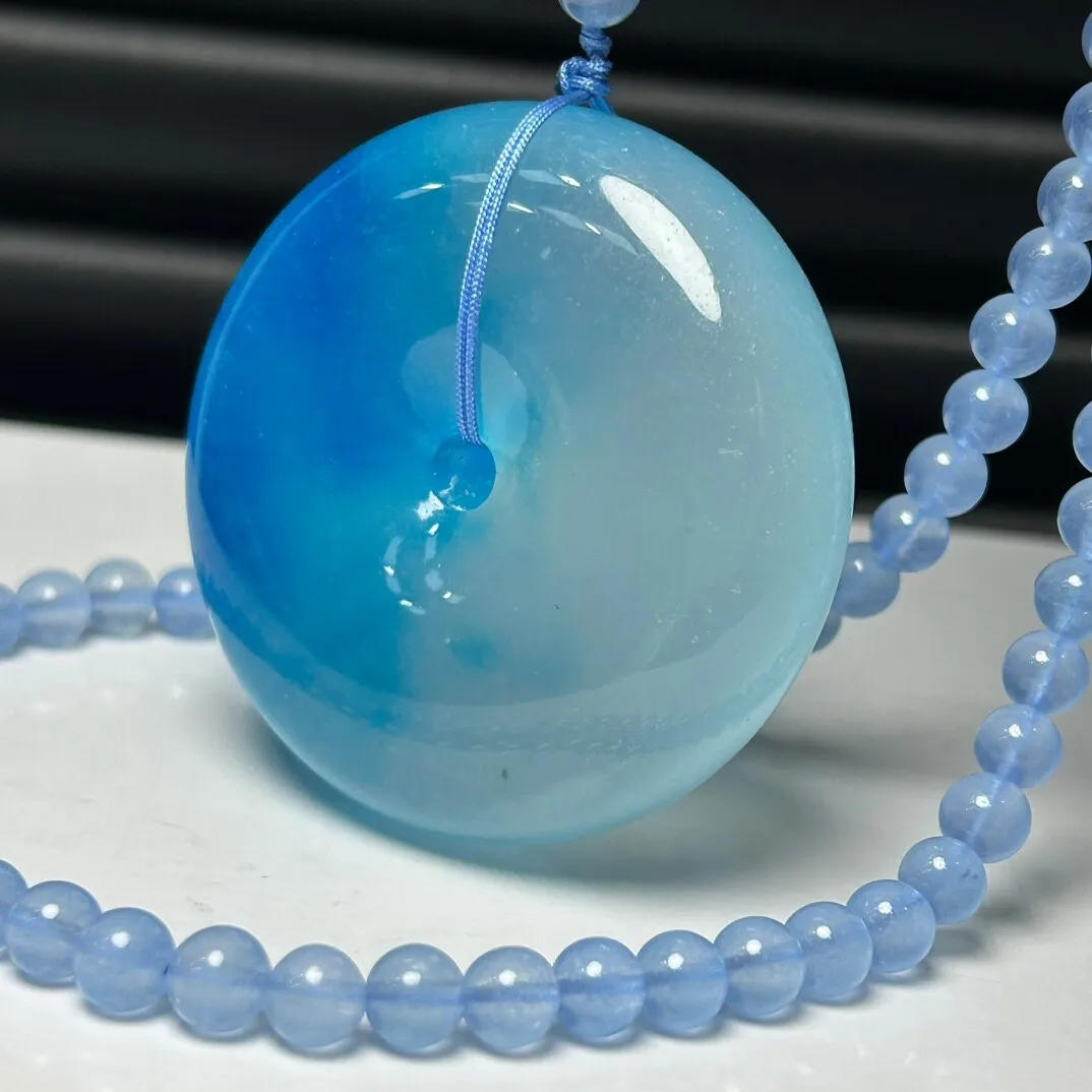 AAA Real natural high Ice Blue Ping buckle Jade Jadeite Pendant&Necklaces
