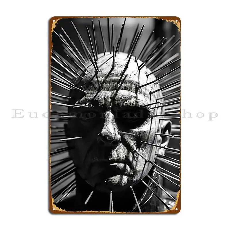 Pierced Face With Metal Spikes Metal Sign Printing Funny Wall Decor Club Printed Tin Sign Poster