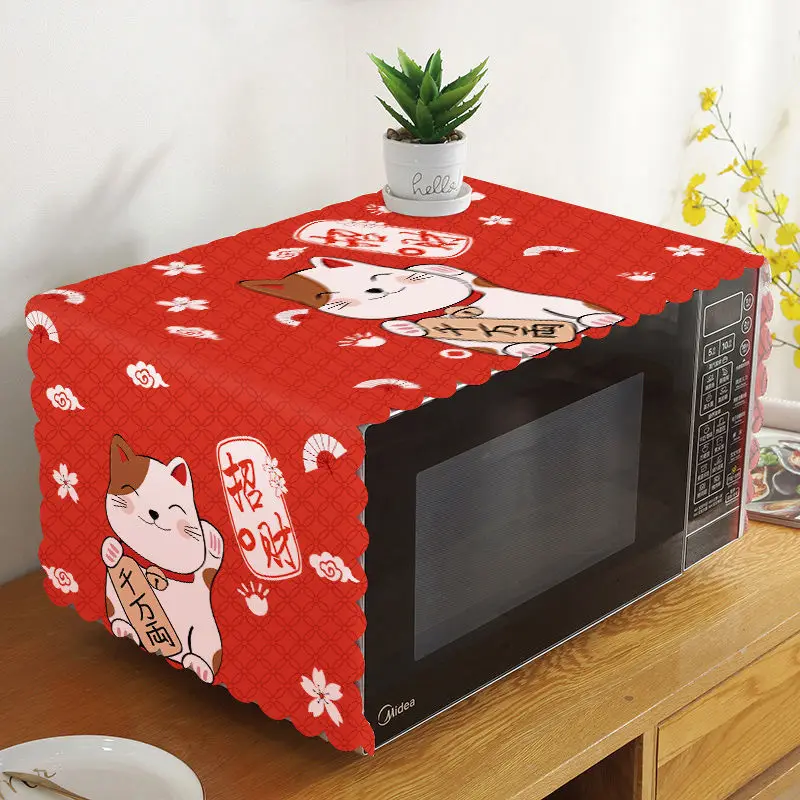 GoodTop 1 Pcs Microwave Oven Dust Cover Cartoon Colorful Simple Modern Oven Cover Fashion Kitchen Accessories