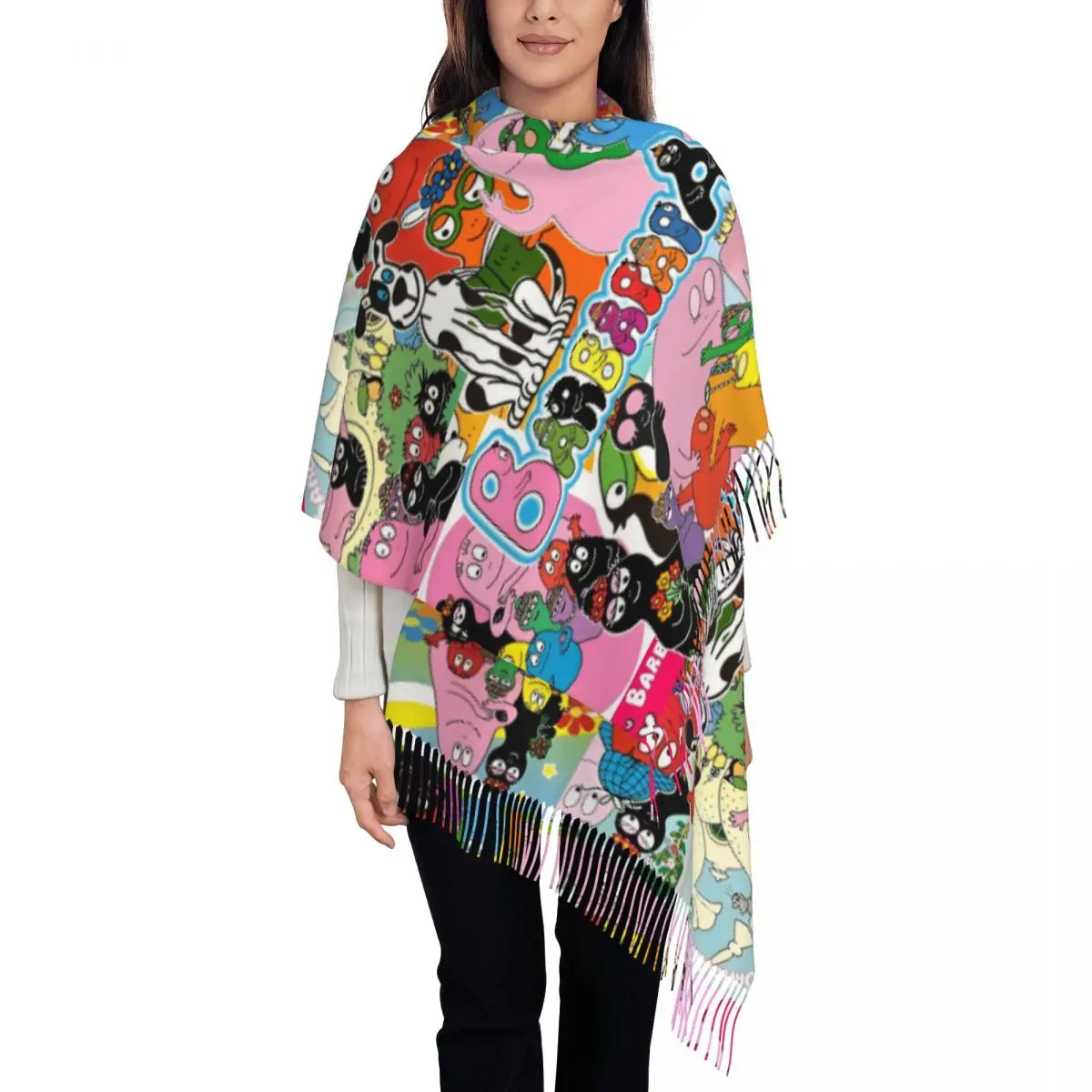 Barbapapa Collage Scarf for Womens Fall Winter Shawls and Wrap Cartoon Large Shawl Scarf for Daily Wear