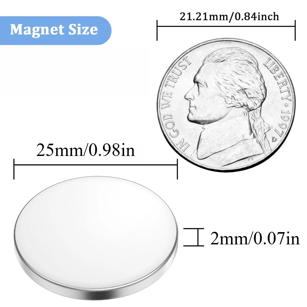 25x2/25x3/30x2/30x3mm Strong Circular Refrigerator Magnet, Suitable for Refrigerators, Handicrafts, Bag Parts, Whiteboards