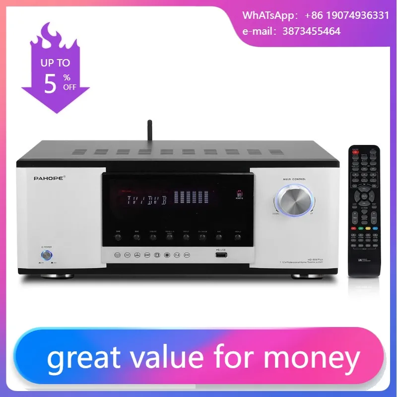 

Высокомощный 7.1-канальный усилитель для домашнего кинотеатра DTS HD AV цифровой усилитель мощности с BT USB металлическая аудиосистема для использования в театре