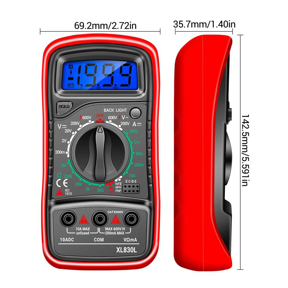 Ammeter AC DC Voltage Tester OHM Tester Electrician Tools XL830L Digital Profissional Multimeter Electric LCD Voltmeter