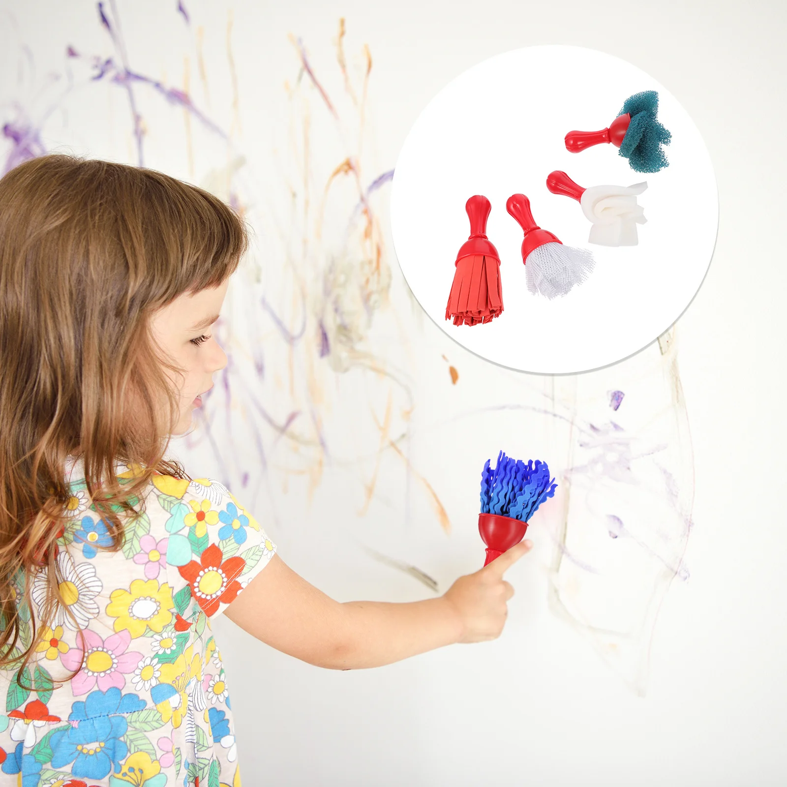 

4pcs Paint Sponge Brush For Kids, Kids Painting Kits, Early Educational Toys, Diy Drawing Sponge Brush, Art Supplies, Graffiti