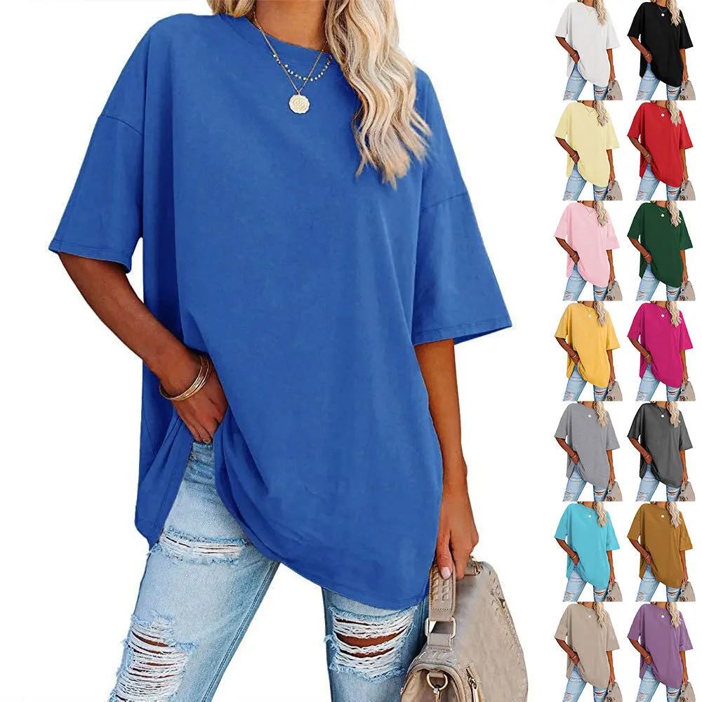 

Hot-sells Women's T-shirts O-neck Short-sleeved Loose 21-color Fashion Basic Top Tees Casual Pullover for Female