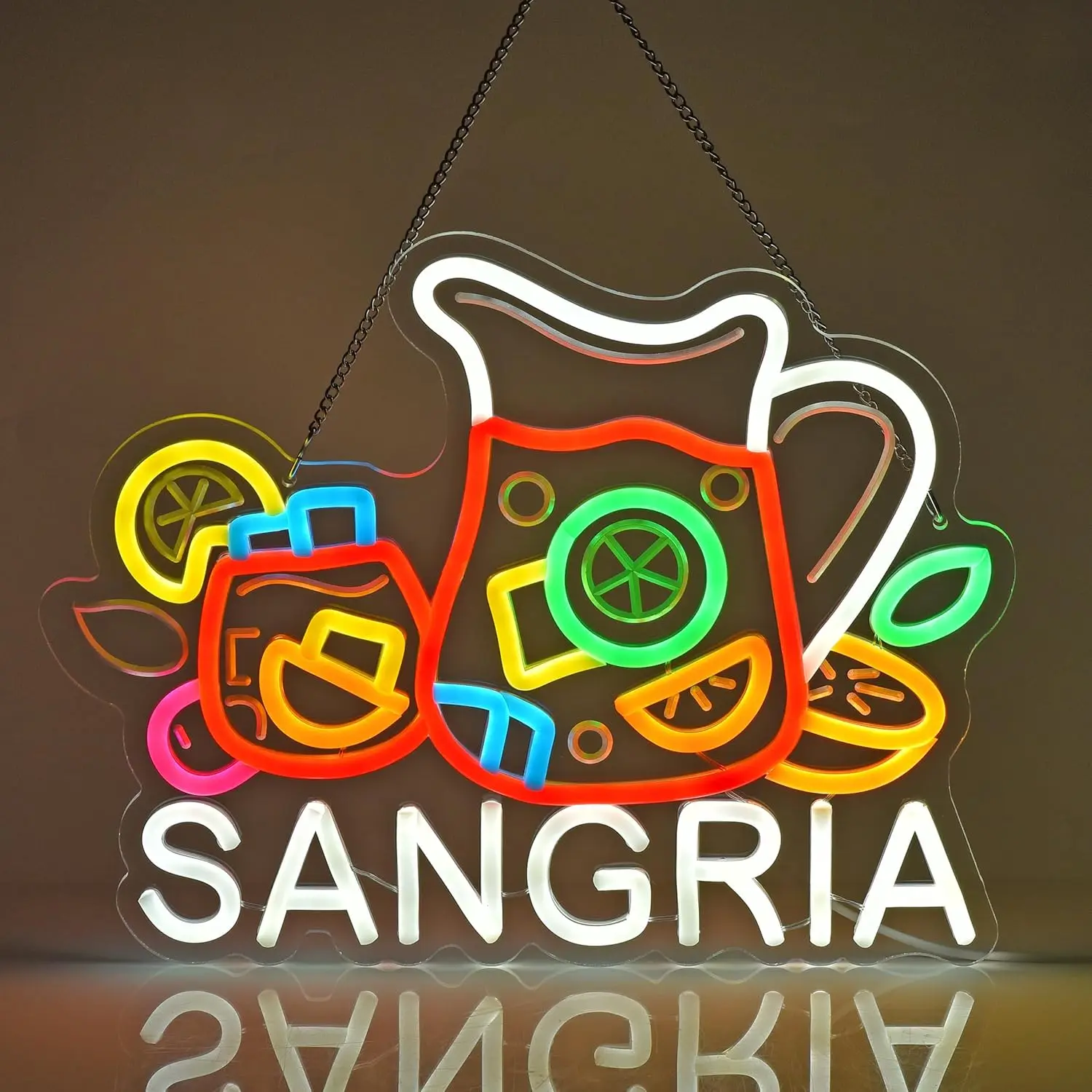 

Sangria Neon Sign Wall Art Decoration Restaurant Shop Bar Kitchen Garden Party Home Decor USB LED Neon Light personalizado Gift