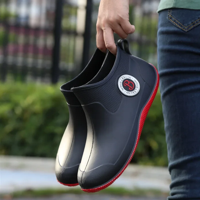 Sapatos de chuva de borracha impermeáveis para homens e mulheres, Resistente ao desgaste, Botas de chuva de algodão