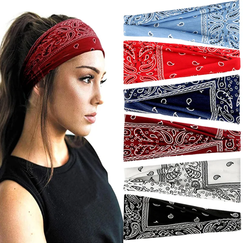 6個/セット レトロ ボヘミアン ‌ 伸縮性のあるヘアバンド ファッション生地ヘアバンド フープ スウェットバンド ‌   大人用ワークアウトヘッドウェア用ヘッドバンド