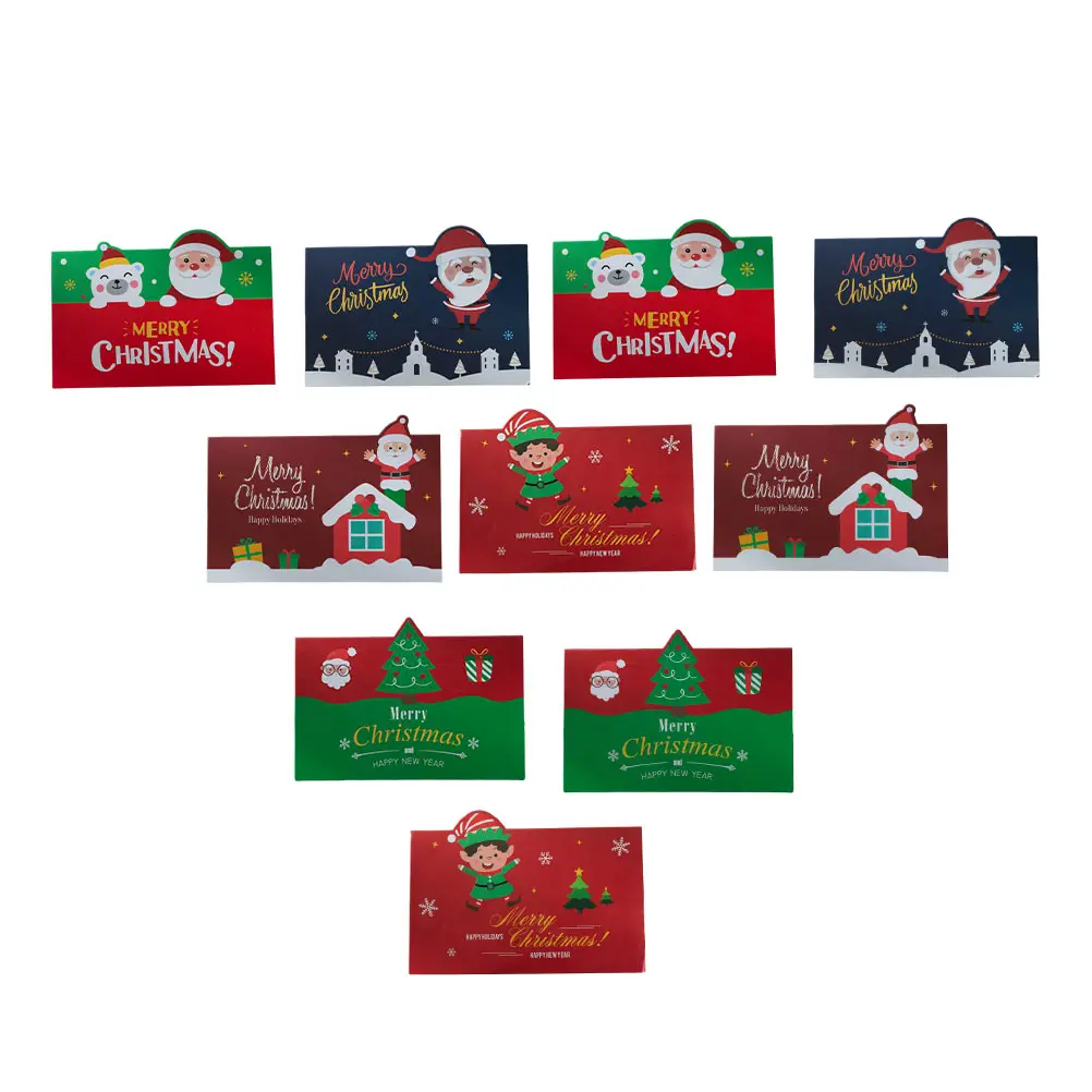 10 Sets Xmas Thank Cards Blessing Cards Material Lover Friends Festival Gift Christmas Greeting Envelopes