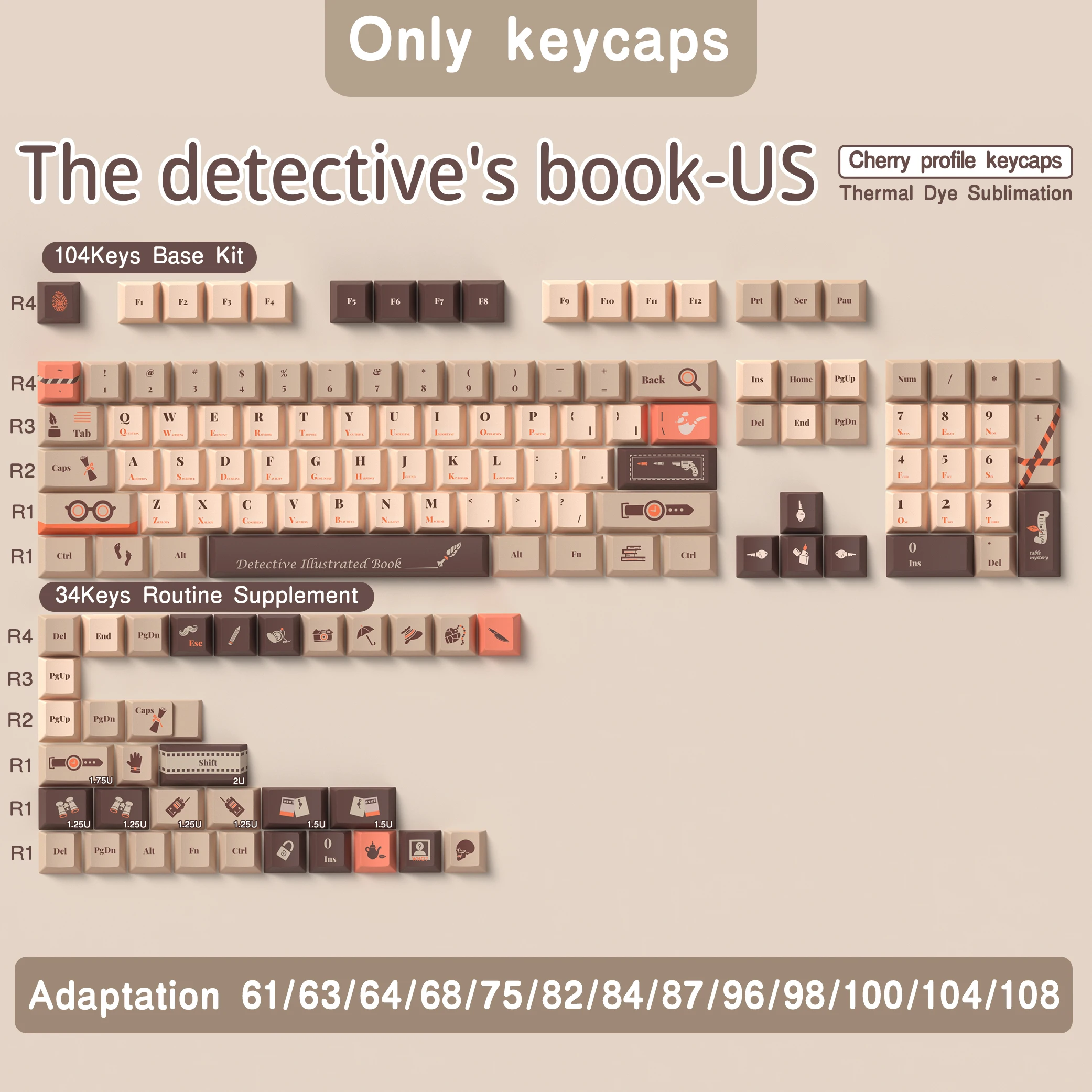 Duits/Spaans/Frans/Russisch/Abnt 2/Uk/Koreaanse Keycaps Cherry Profile Pbt Keycaps Dye-Sub Voor Mechanische Keyboard Detective Iso