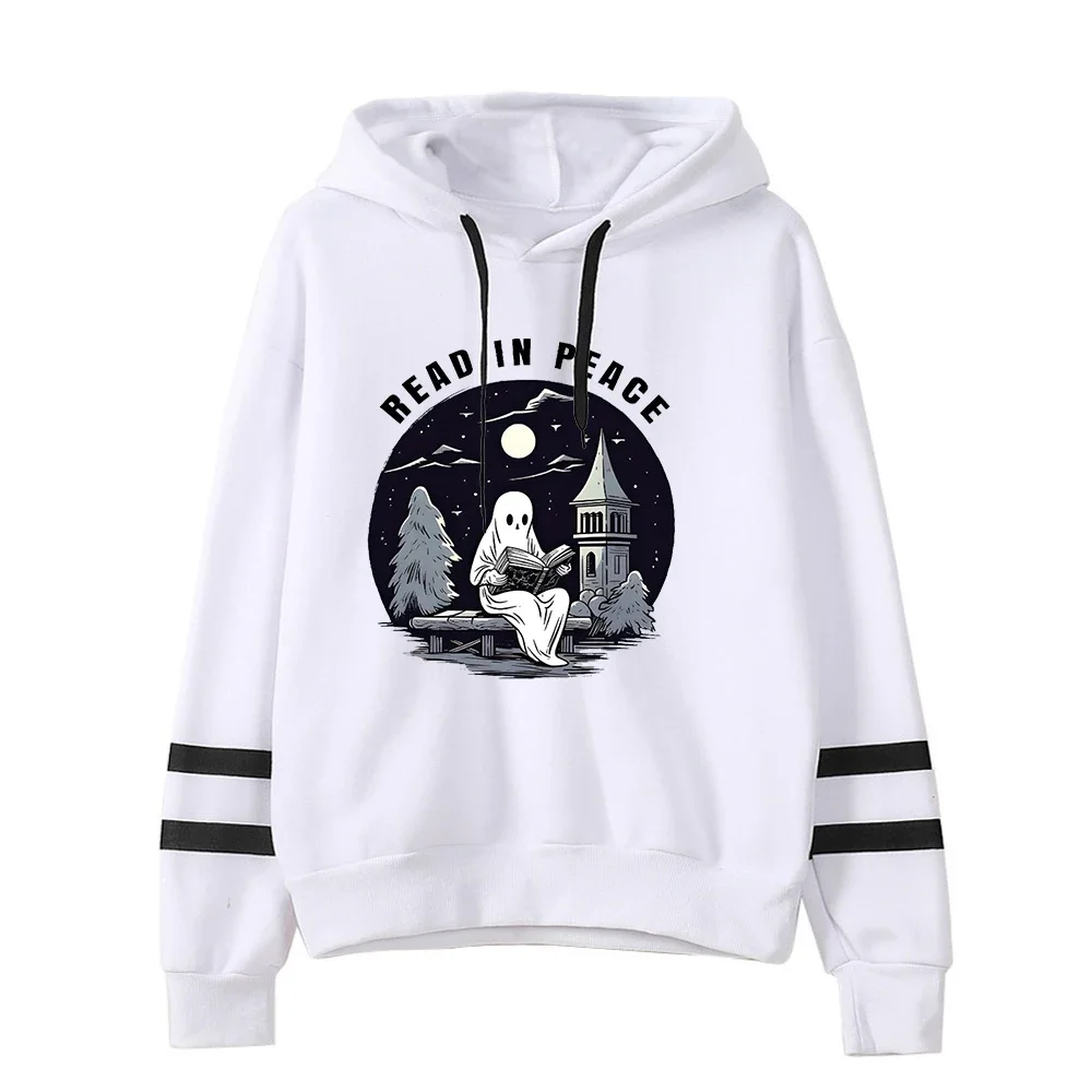 Halloweenowa bluza do czytania Halloween Ghost Reading HoodieFunny miłośnik książek Prezent na Halloween Upiorne ubrania sezonowe M