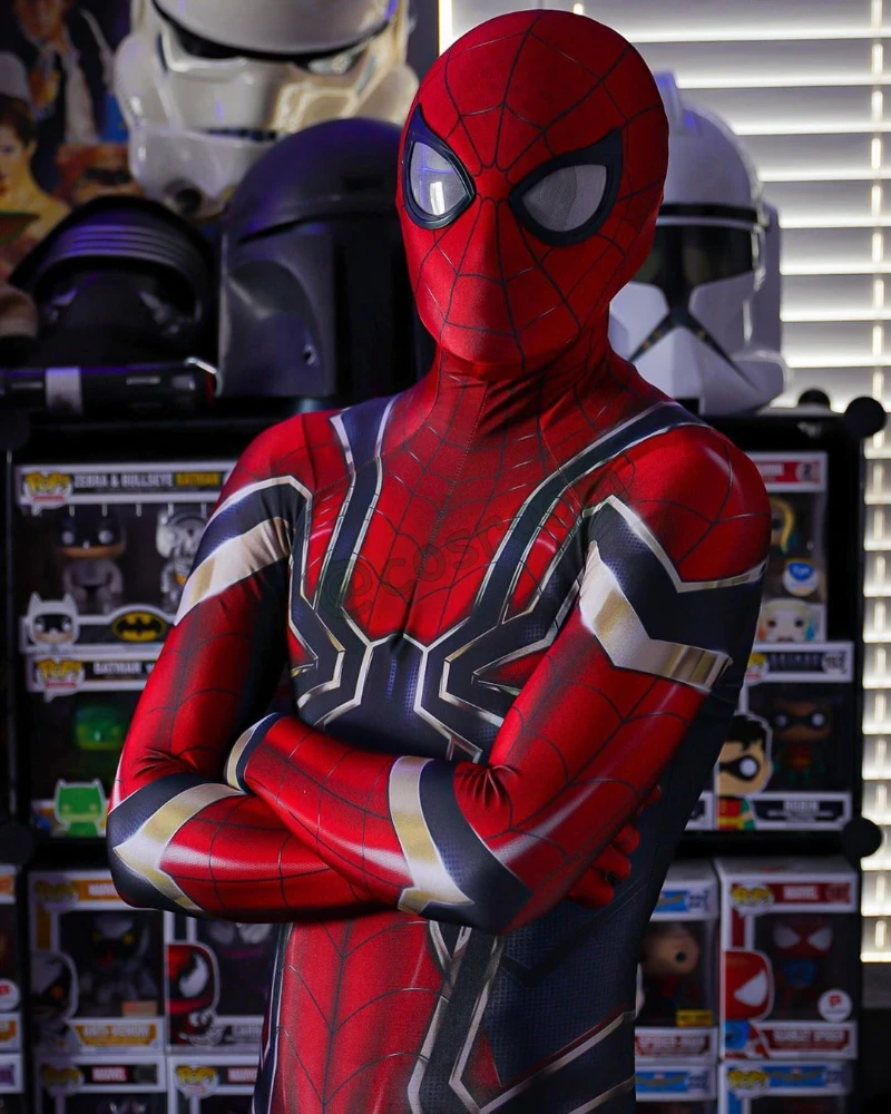 Traje de Spiderman Far From Home para niños y adultos, traje Zentai con estampado 3D, traje de Spiderman de hierro para Halloween