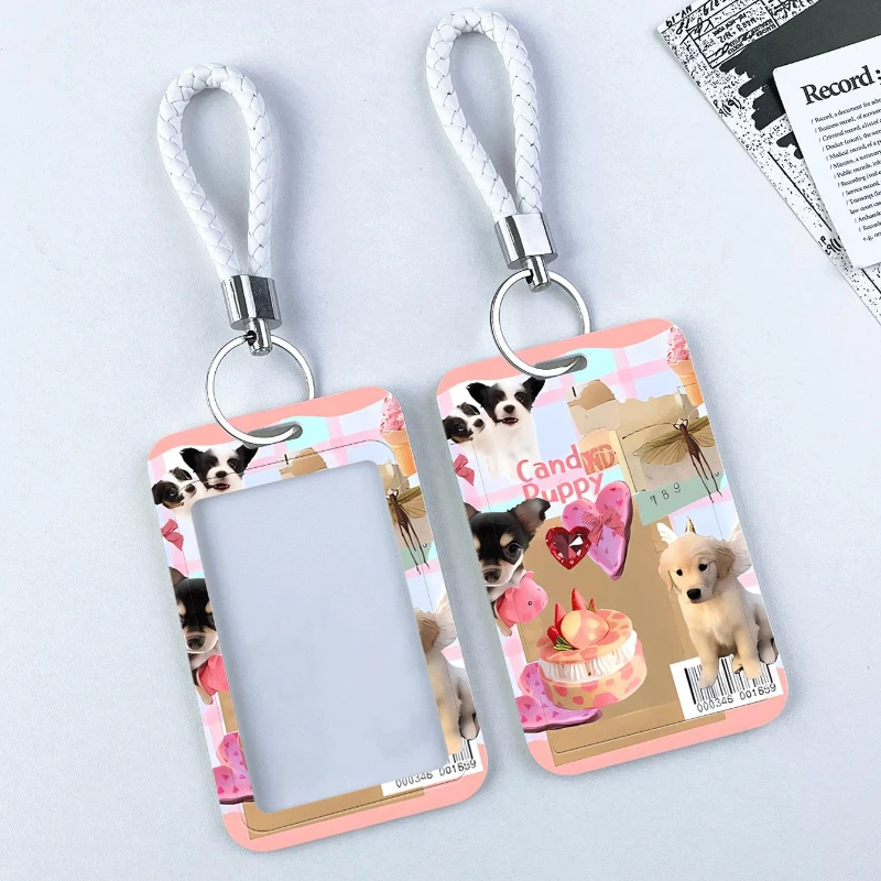 Bolo Cachorro Mulheres Badge Holder Keychain, Estojo protetor do cartão de ônibus, protetor de foto, Design criativo, K-pop Photocard Holder, Pequeno Presente