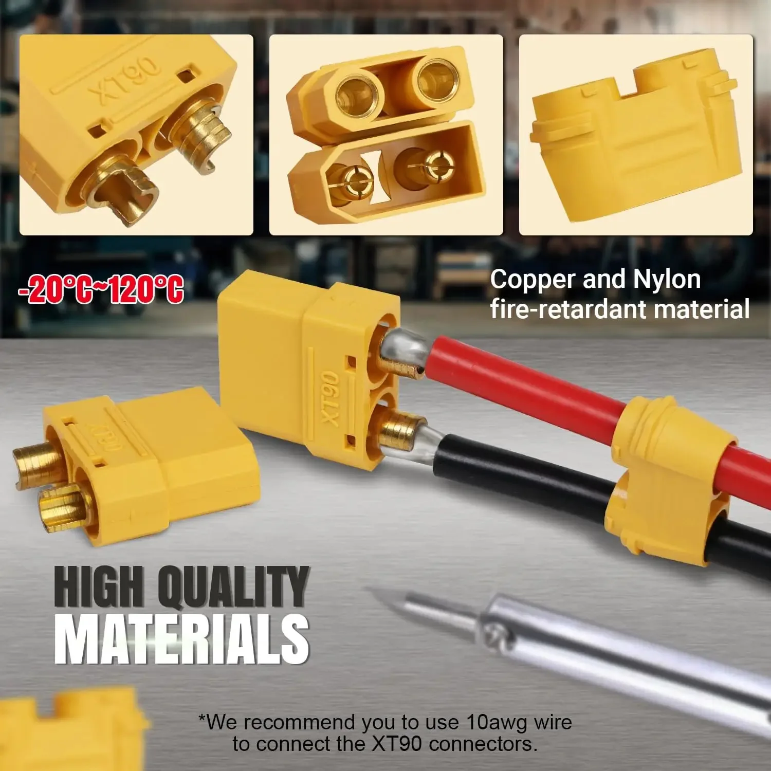 XT90 Connector Male/FeMale Plug Terminal Plugs Wire Cable Connectors Conversion Adapter for Battery Charging Connection Wire