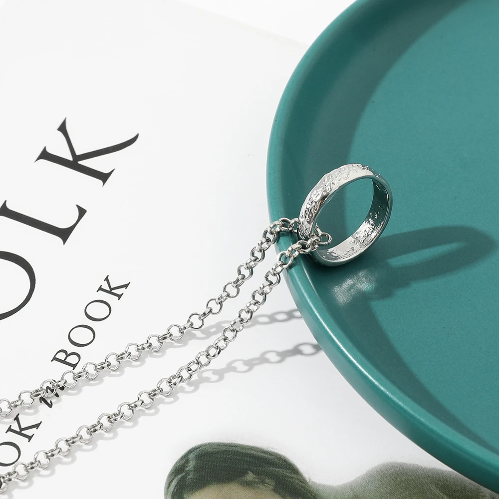Lord of the Rings Cosplay Costume Ring Necklace Set Fashion Simple Style Pendant Accessory Gift for Outfit Themed Parties view 3