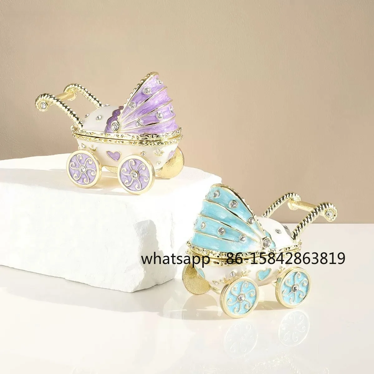 European-style Enamel Jewelry Box, Light Luxury Cute Stroller Desktop Ornament Home Jewelry