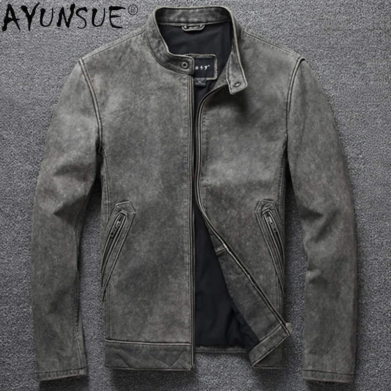 

2024 Genuine Cow Leather Jacket Men Clothing Real Coat Spring Autumn Vintage High Quality Motorcycle Jackets