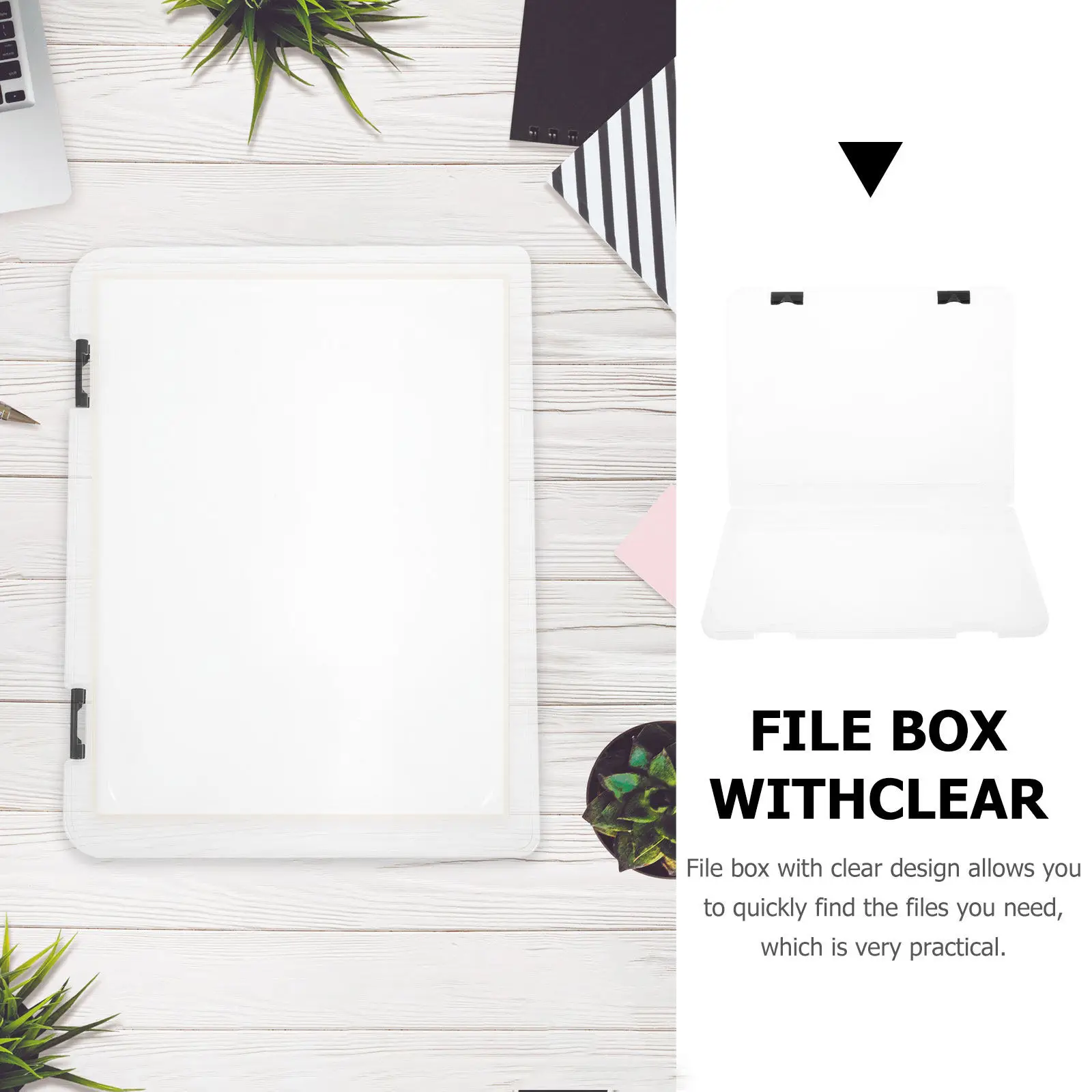 

Clear Plastic File Box Snap-Tight Buckle Document Storage A4 Paper Organizer Stackable Pp Folder Container Money Storage