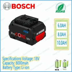 Bosch 18V 10.0AH Professional System Cordless Tool BAT609 BAT618 GBA18V80 21700 Battery 18V 10000mAh ProCORE Replacement Battery