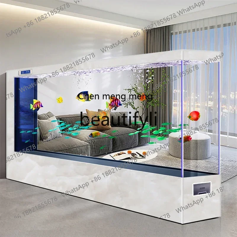 

B7304 Office company high-end large floor-to-ceiling fish tank living room 2024 new screen partition ultra-white glass aquarium