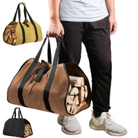 Large Wood Carrying Bag with Handles Security Strap Camping Outdoor Indoor Firewood Canvas Log Carrier Tote Bag/ Bag Organizer