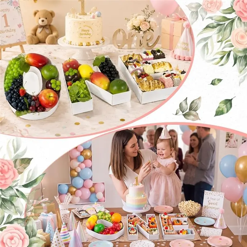 WCS-ONE Fillable Charcuterie Letters 3 Pcs Food Serving Letter Trays For 1St Birthday Dessert Table, Baby Anniversary