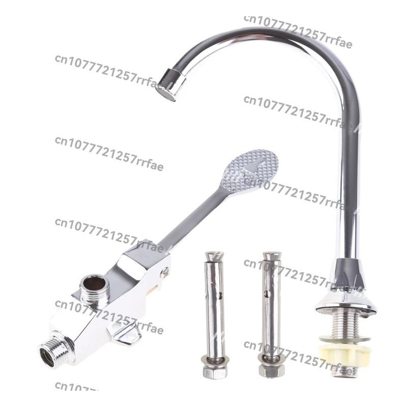 Basin Cold Water Faucet Foot Pedal Control High Arc Sink Faucet Easy to Operate 11XA