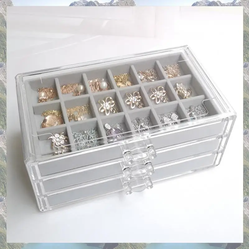 

Тренд 2025, многоразовая акриловая фланелевая коробка для хранения ювелирных изделий, ожерелья, отделочная коробка, серьги, кольцо, подставка для дисплея, лоток