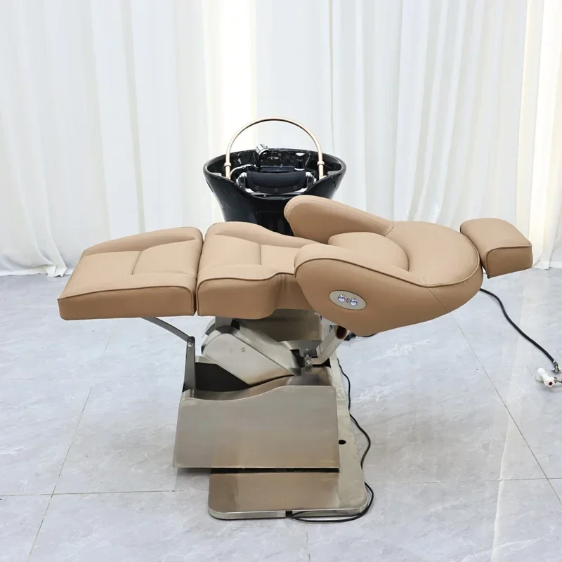 #Luxury Beauty Hair Salon Furniture Head Spa Electric ShampooChair Bed Hair Washing Chair Massage Head Spa Shampoo Bed for Salon